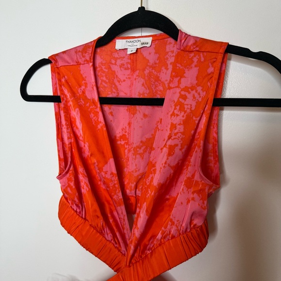 RTR- Thakoon Collective - cutout midi dress pink red-orange size 2 - Picture 4 of 14